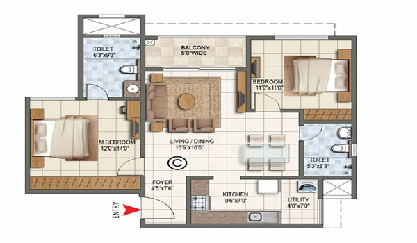 Featured Image of Sattva Songbird 1 BHK Apartment Floor Plan